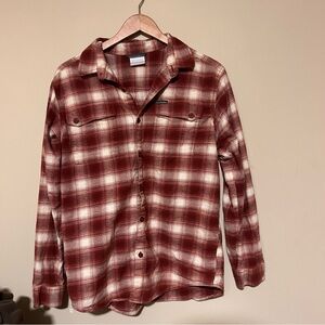Columbia Red and White Plaid Shirt